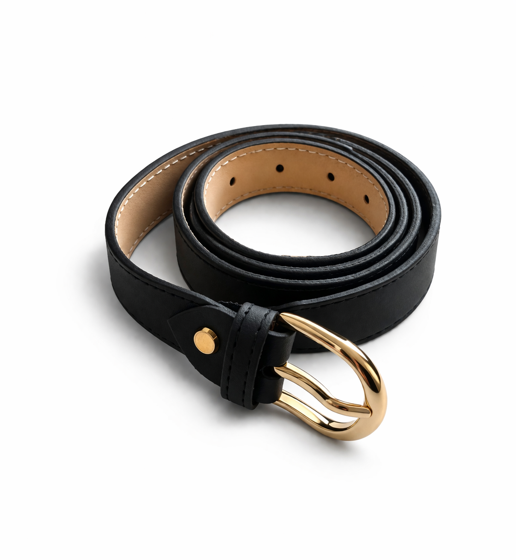 Black Leather - Gold Buckle