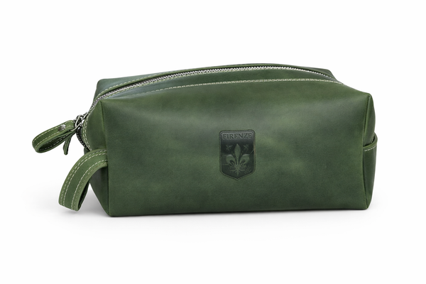 Firenze Double-Zip Leather Dopp Kit – Forest Green