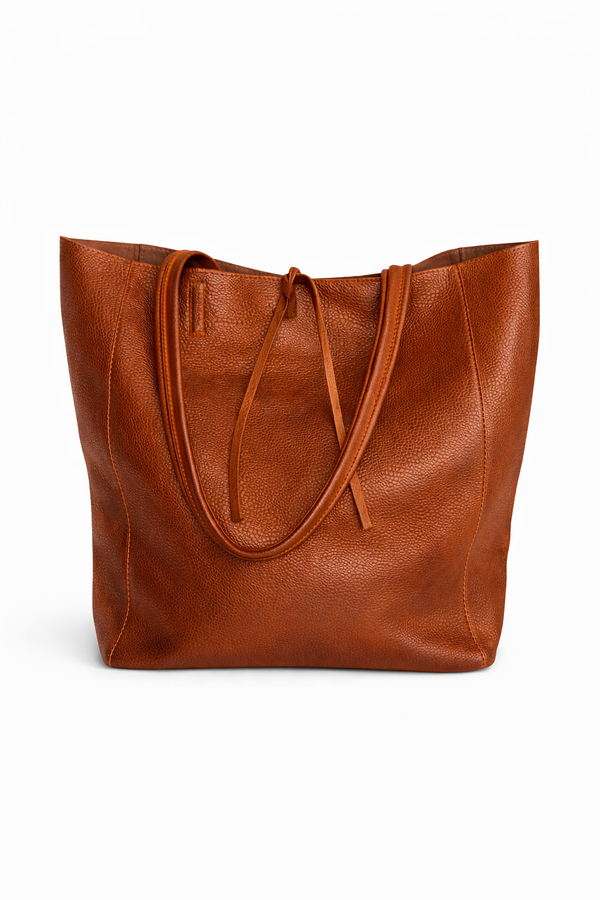 Italian Leather Tote Bag - Brown