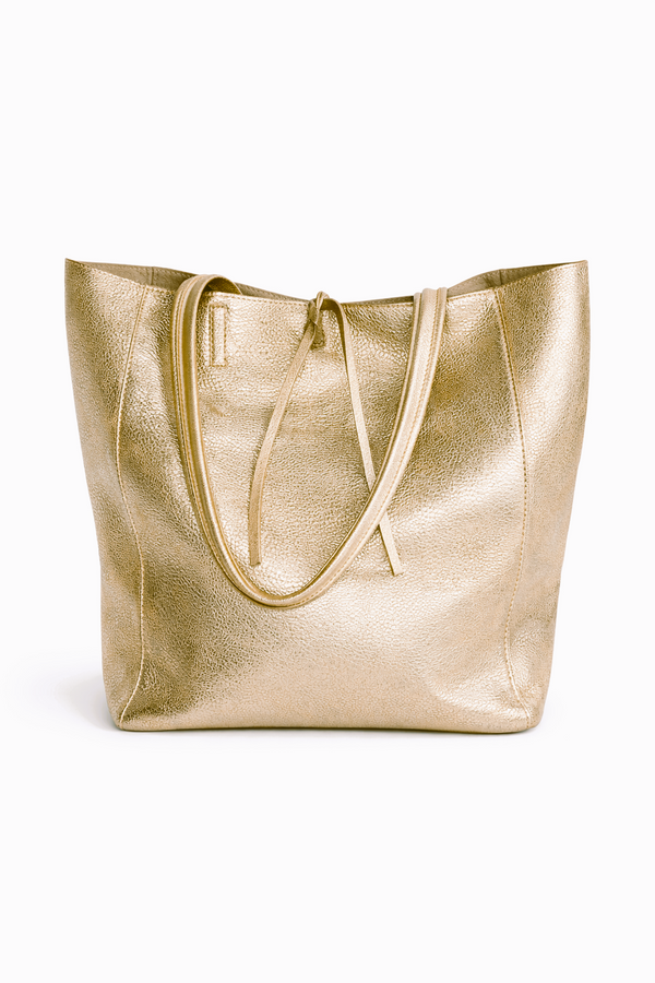 Italian Leather Tote Bag - Gold
