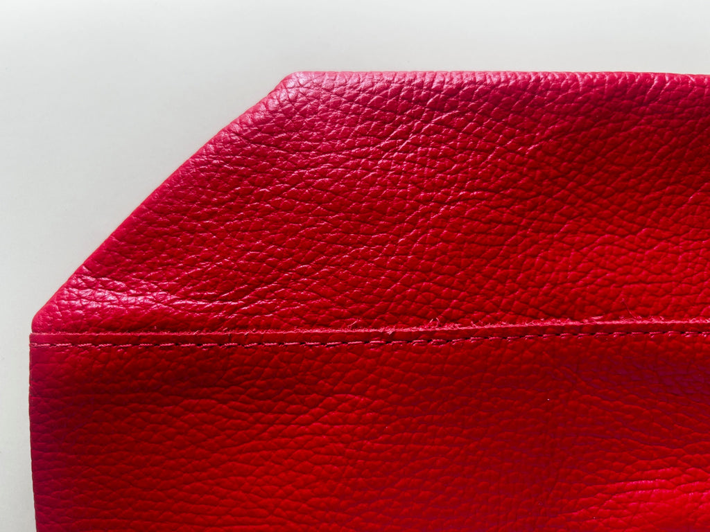 Italian Leather Tote Bag - Red