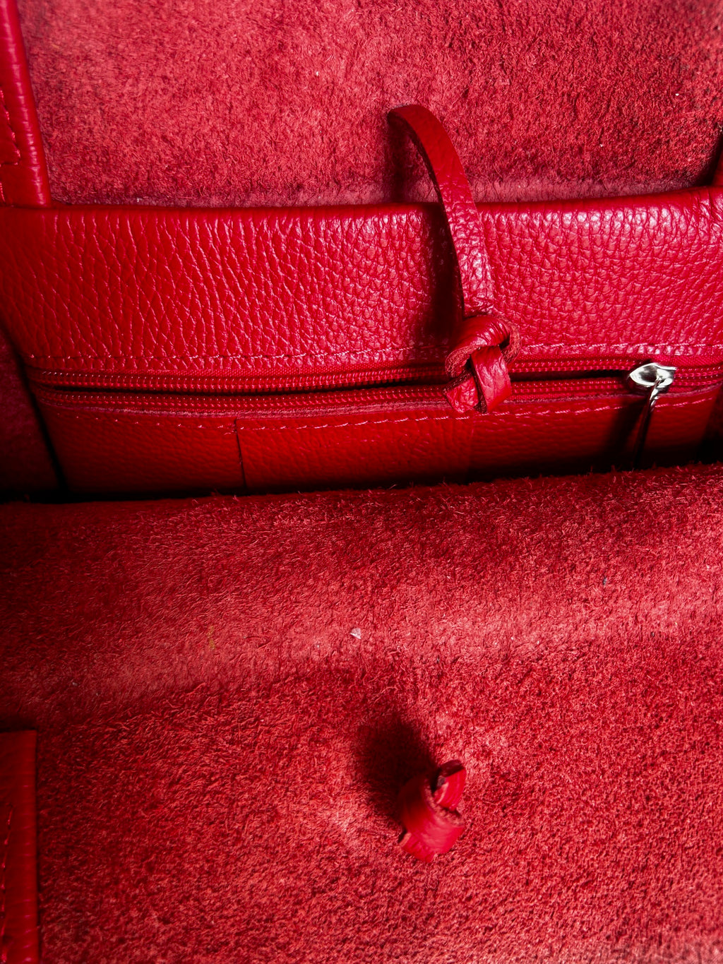 Italian Leather Tote Bag - Red