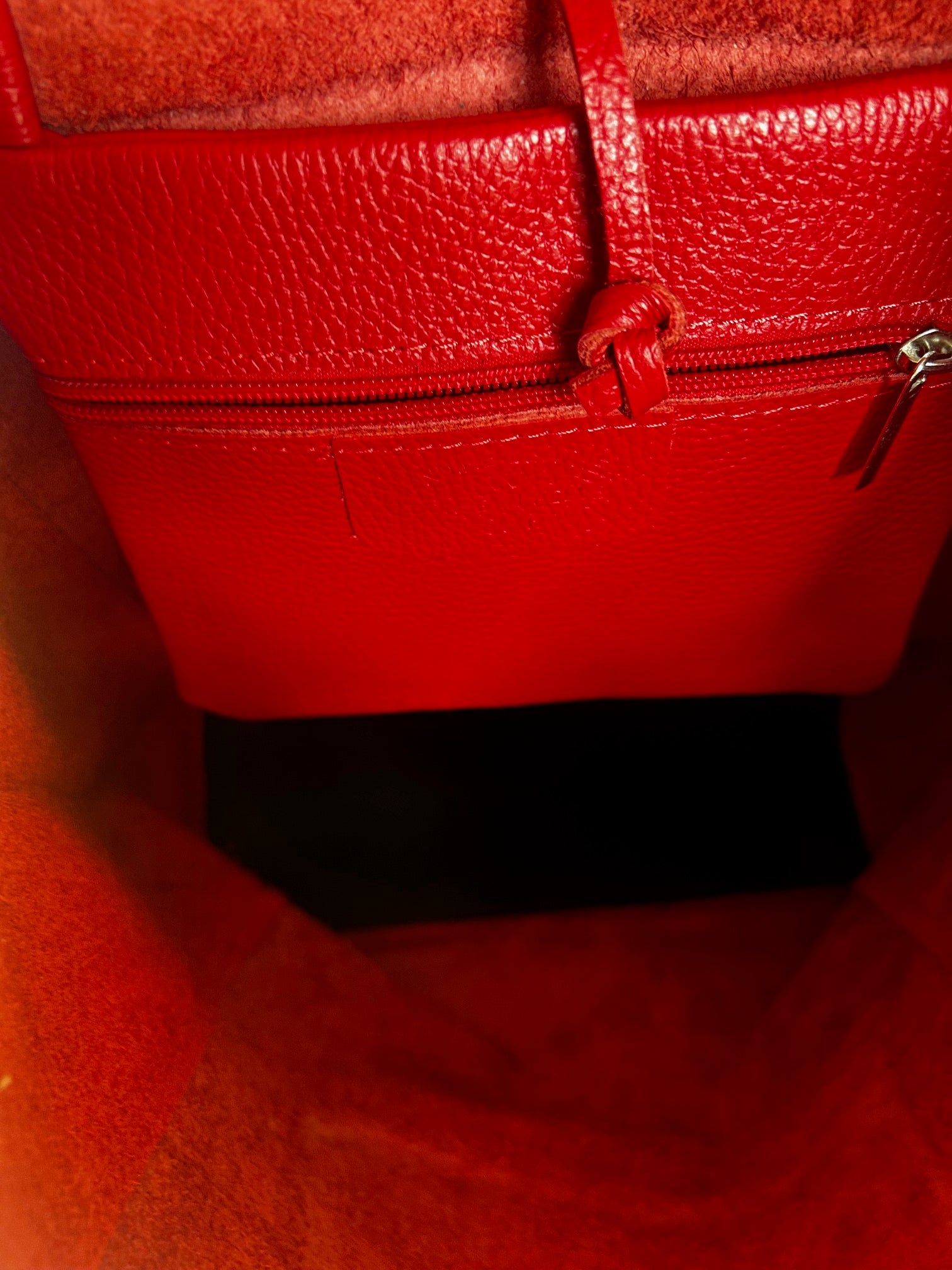 Italian Leather Tote Bag - Red