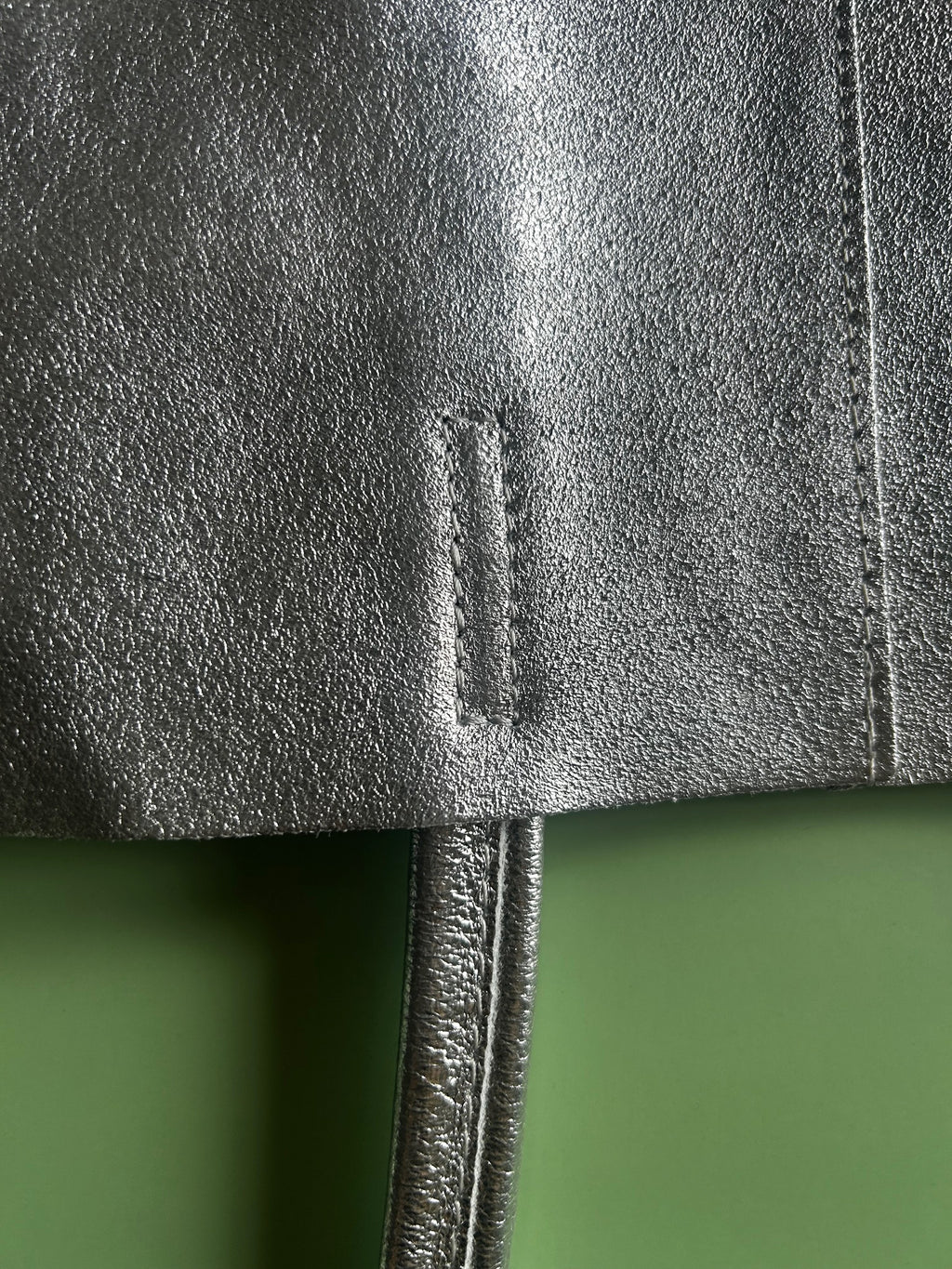Italian Leather Tote Bag - Silver