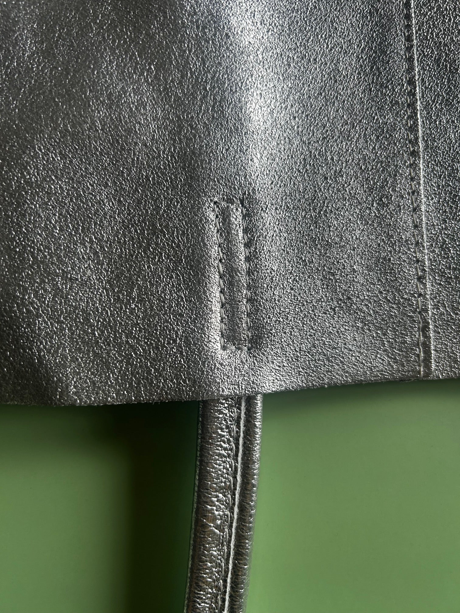 Italian Leather Tote Bag - Silver