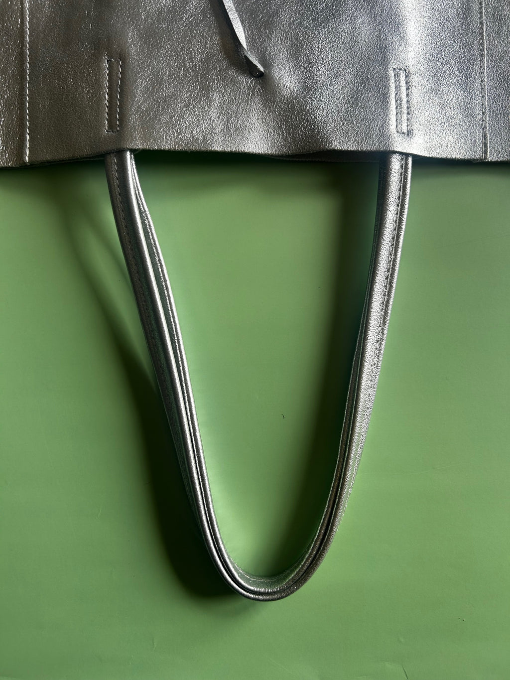 Italian Leather Tote Bag - Silver