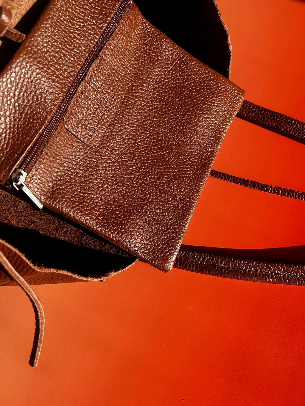 Italian Leather Tote Bag - Brown