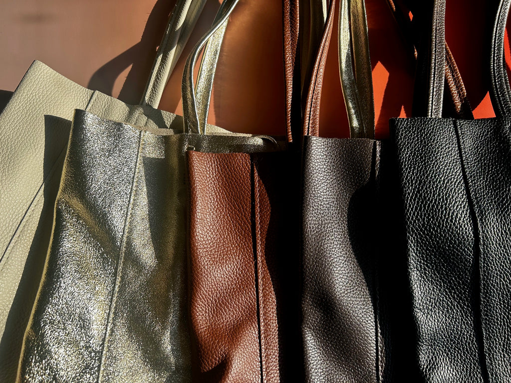 Italian Leather Tote Bag - Brown