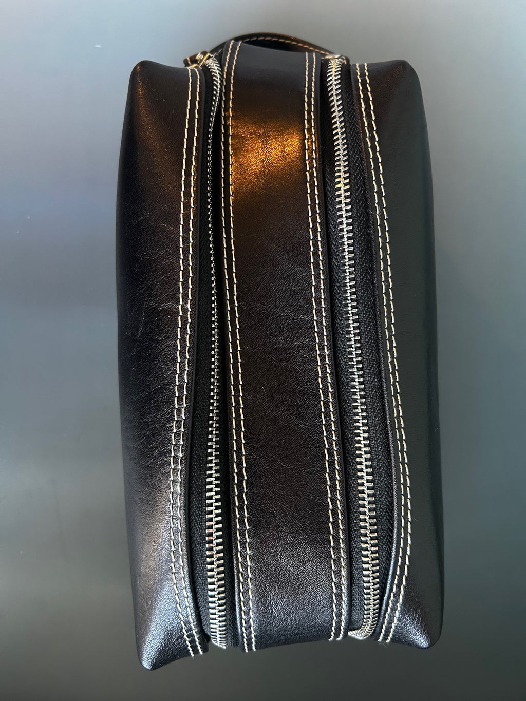 Firenze Double-Zip Leather Dopp Kit - Black