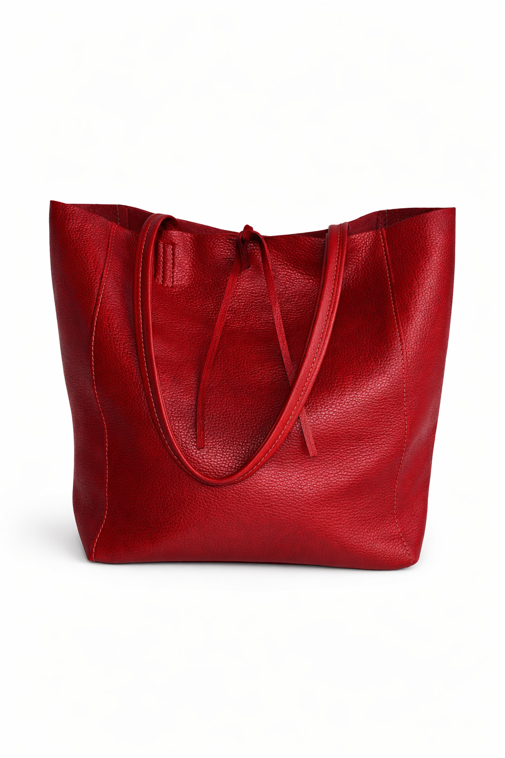 Italian Leather Tote Bag - Red