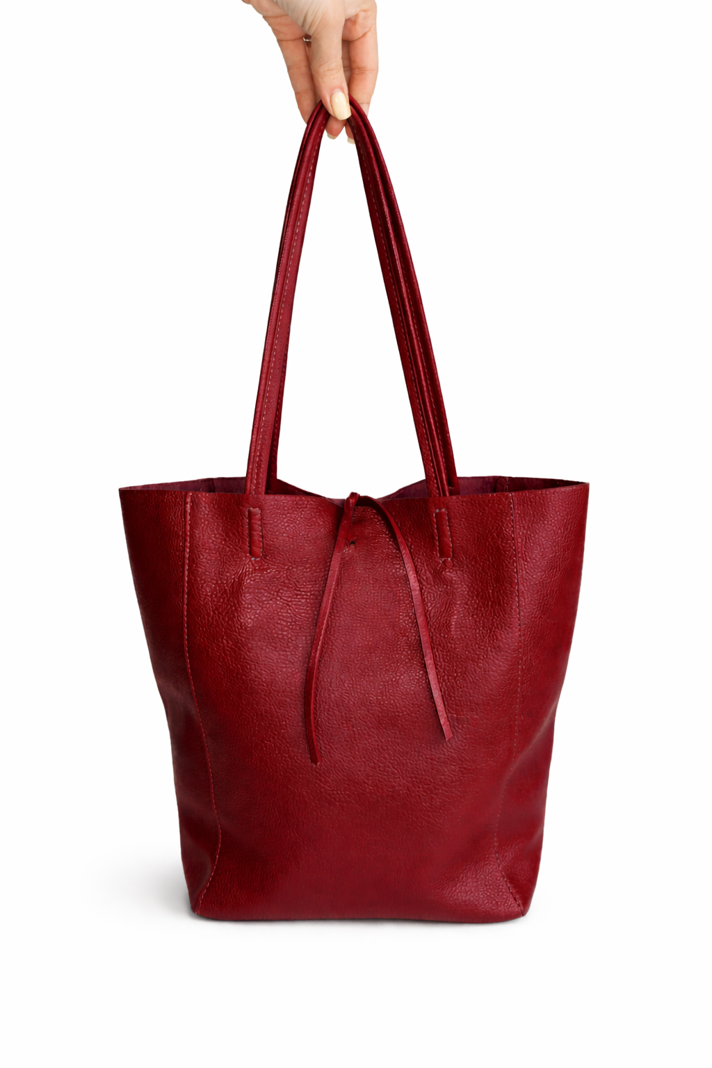 Italian Leather Tote Bag - Red